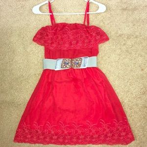 Red Sundress and Silver Belt